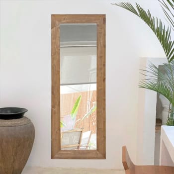 Serpa - Espejo rectangular de madera maciza en tono roble 154x54cm
