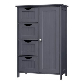 Petite commode 4 tiroirs et 1 porte - L55 cm - Bleu