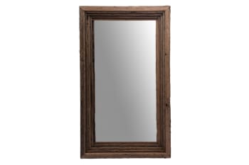 Caio - Miroir rectangulaire en bois recyclé foncé H150