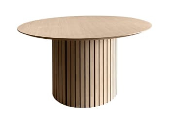 Liac - Table de salle à manger ronde en chêne blanchi D120