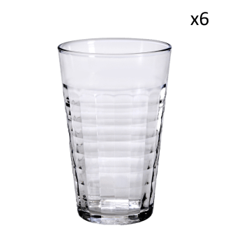 Prisme - Lote de 6 - vaso agua de vidrio resistente 33 cl transparente