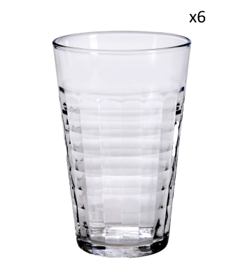 Prisme - Lote de 6 - vaso agua de vidrio resistente 50 cl transparente