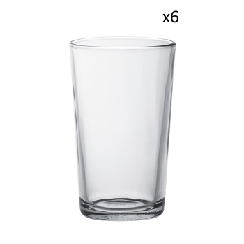 Unie - Lote de 6 - vaso agua de vidrio resistente 25 cl transparente