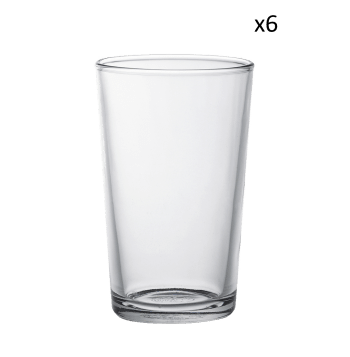 Unie - Lote de 6 - vaso agua de vidrio resistente 28 cl transparente