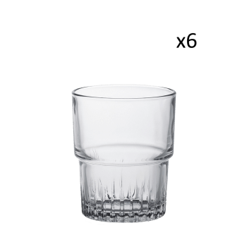 Empilable - Lote de 6 - vaso agua de vidrio resistente 16 cl transparente