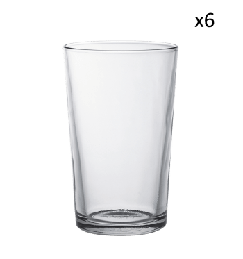Unie - Lot de 6 - Verre à bière en verre trempé résistant 33 cl transparent