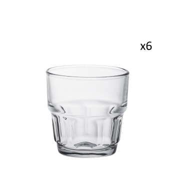 Lola - Lote de 6 - vaso agua apilable vidrio resistente 16 cl transparente