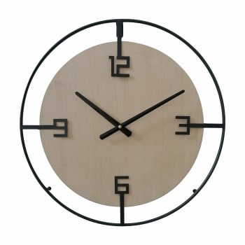 Wanduhr aus Holz und Metall, schwarzbraun, Ø 50 cm