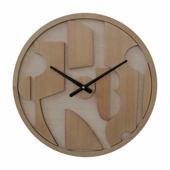 Reloj de cocina de madera blanco y marrón D. 33,8 cm
