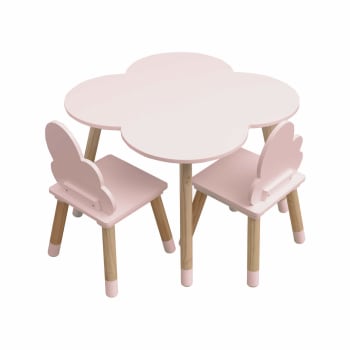 Table Et 2 Chaises Pour Enfants En Bois KidKraft - Ensemble Moderne, Coloris Naturel | Pour Jeu, Dessin, Repas, Chambre Ou Salle De Jeux | Montage Facile
