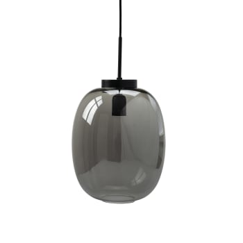 Dl39 - Pendelleuchte aus dunklem Glas h 30 cm d 25 cm, schwarz