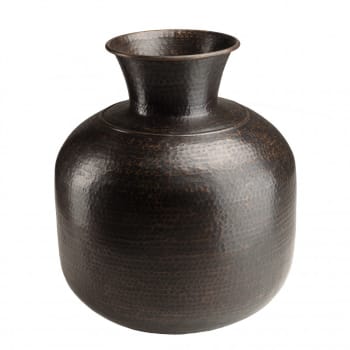 Honore - Vase alu couleur cuivre noir antique effet martelé H70cm