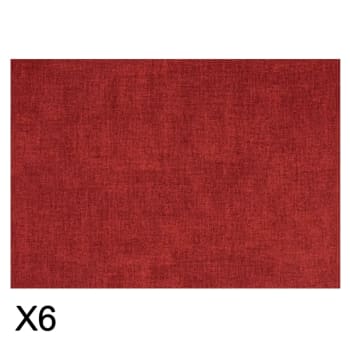 TIFFANY - Lot de 6 sets de table double face en caoutchouc rouge 43 x 30 cm