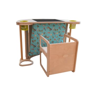 Magic table - Dondolo/Tavolino + Sedia  multifunzione in legno beige