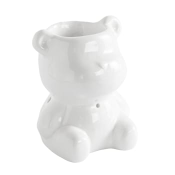 TEDDY - Brûle parfum en céramique laquée blanche - H12,5cm