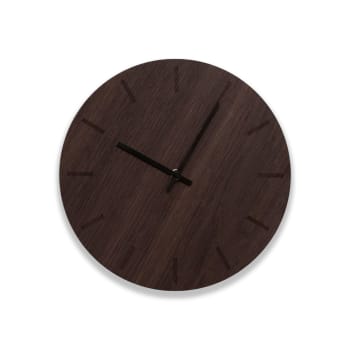 Horloge murale en bois marron D28cm