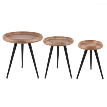 Tripod - Set de 3 tables d'appoint wood bois naturel