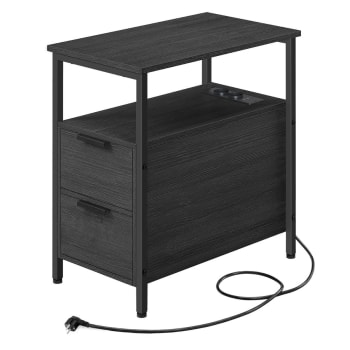 Bout de canapé connecté avec 2 tiroirs - H60 cm - Noir