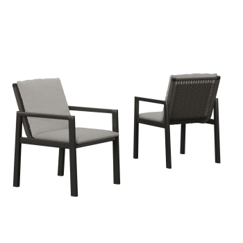 ONIX - Pack 2 sillas jardín de aluminio color antracita y ratán sintético