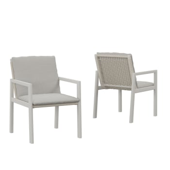 ONIX - Pack 2 sillas jardín de aluminio color blanco y ratán sintético