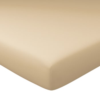 Flanelle - Drap-housse grand bonnet 90x200x32 beige en coton