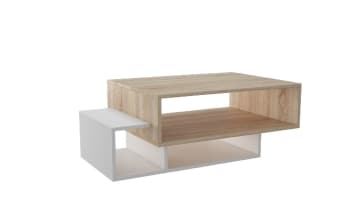 ELISA - Tavolino in Truciolare Melaminico, Bianco, Sonoma, 100x60x35 cm