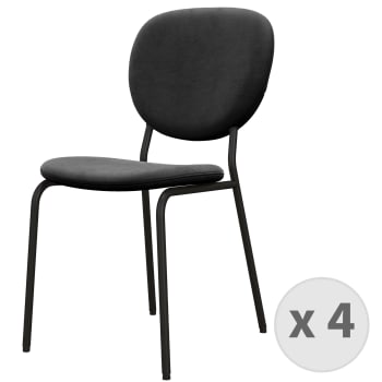 Anais - Chaise en Velours et métal noir (x4)