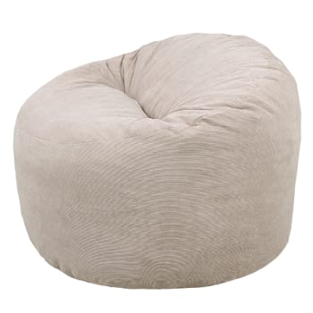 Pouf in velluto a coste beige 100 cm