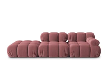 Bellis - Sofá modular izquierdo 4 plazas de terciopelo rosa