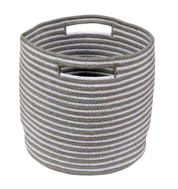 Striped - Korb für Kinder - Baumwolle  30x30x30 cm - Hellgrau und weiß