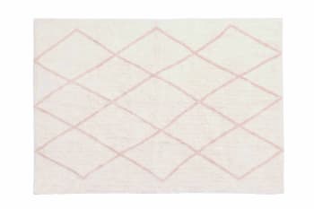 Fez - Alfombra infantil lavable de algodón 140x200 cm - beige, rosa