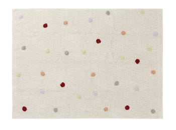 Mini dots - Waschbarer Kinderteppich aus Baumwolle  160x120 cm - Beige, mehrfarbig