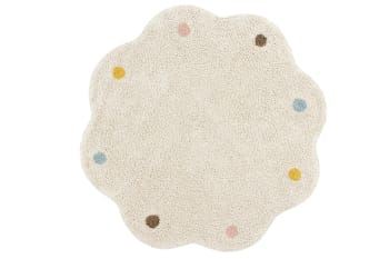 Cookie round - Waschbarer Kinderteppich aus Baumwolle 120 ø - Beige, mehrfarbig