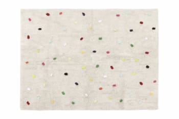 Mini dots - Waschbarer Kinderteppich aus Baumwolle 120x160 cm - Beige, Mehrfarbig