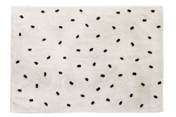 Mini dots - Waschbarer Kinderteppich aus Baumwolle 120x160 cm - Beige, Schwarz