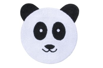 Happy panda - Waschbarer Kinderteppich aus Baumwolle 90 x 100 cm - Weiß, Dunkelgrau