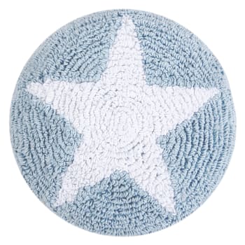 Round star - Kinderkissen, waschbarer Baumwollbezug 30x30 cm - Blau