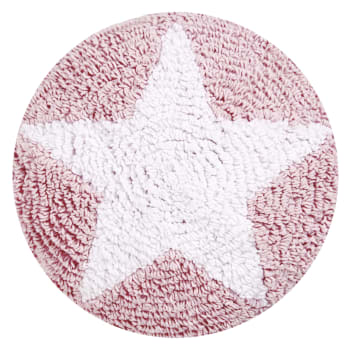 Round star - Kinderkissen, waschbarer Baumwollbezug 30x30 cm - Rosa
