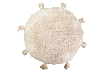 Tan tan - Almohada infantil, funda de algodón lavable ø 35 cm - albaricoque