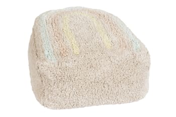 Rainbow stamp - Puff cubierta de algodón 40x40x20 cm- azul, amarillo, rosa, beige