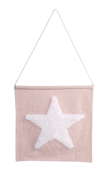 Big star - Decoración de pared infantil de algodón 45x45 cm - rosa y blanco