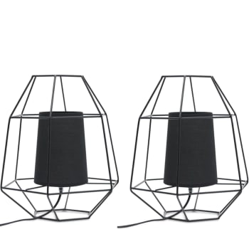 MERLI - 2er Set Tischlampen im Loft-Stil, Schwarz