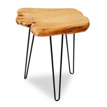 Vintage - Tavolino da salotto in legno di cedro e ferro battuto