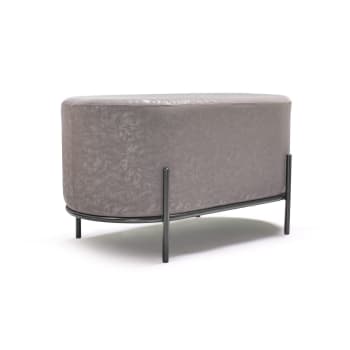 Lipsia letherette - Pouf ovale in letherette grigio