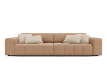 LUC - 4-Sitzer Sofa aus Samt dunkelbeige