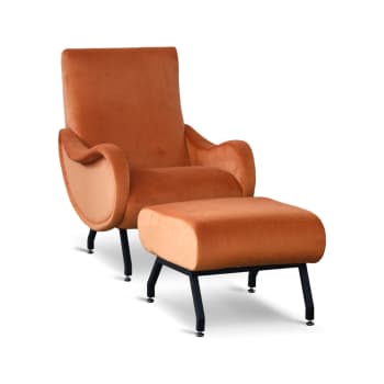 Poltrona Ruggine Poltrona design vintage in velluto ruggine e gambe nere ottone Miss ...
