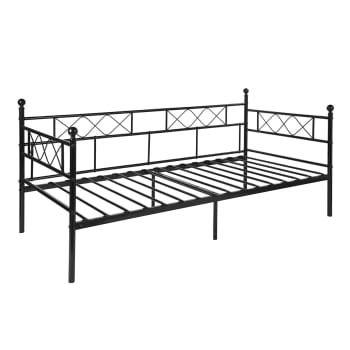 Estructura de cama individual de acero para niños adultos 90*190 negro