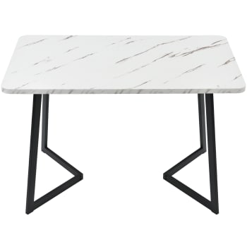 Table à manger rectangulaire en motif marbre pieds en métal 117x68cm