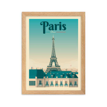Affiche Paris France avec Cadre (Bois) 21x29,7 cm