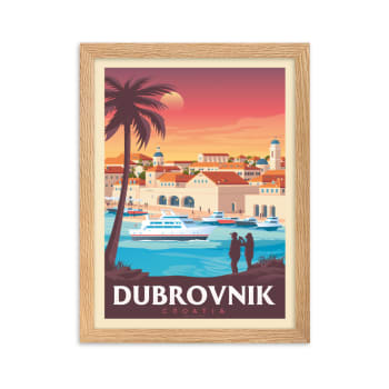Affiche Dubrovnik Croatie avec Cadre (Bois) 21x29,7 cm
